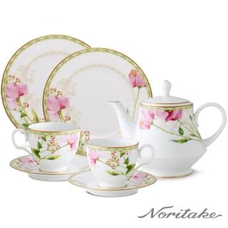 【NORITAKE】湖畔花語 金邊下午茶豪華7件組 可微波(新品上市)