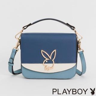 【PLAYBOY】翻蓋斜背包 Bunny系列(藍色)