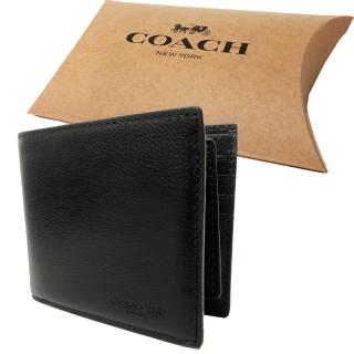 【COACH】男款8卡附活動證件夾短夾禮盒(黑)