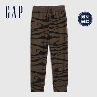 【GAP】幼童裝 布萊納系列 純棉活力運動束口褲 男女同款(734794-棕色)