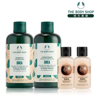 【THE BODY SHOP 美體小舖】乳油木果豐盈洗護髮組(乳油木果洗髮精250ML+護髮乳250ML贈沐浴膠120ML)