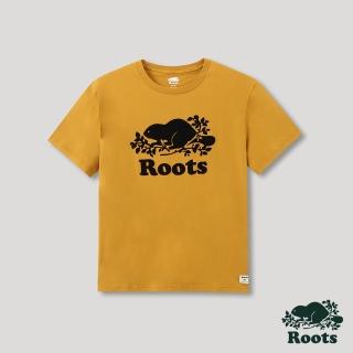 【Roots】Roots 男裝- 經典海狸LOGO有機棉短袖T恤(茶黃色)