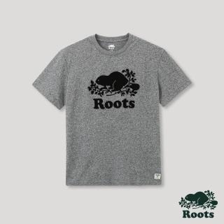 【Roots】Roots 男裝- 經典海狸LOGO短袖T恤(灰色)