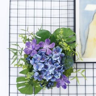 【HUGO DECO 榆果傢飾】藍繡球萬代蘭植生框(擬真植栽/擬真花/居家佈置/壁面裝飾/桌面裝飾)