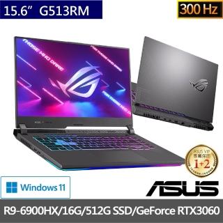 【ASUS升級+1TB組】ROG G513RM 15.6吋300HZ電競筆電-潮魂黑(R9-6900HX/16G/512G SSD/RTX3060 6G/W11)