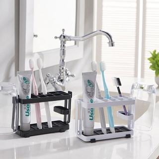 【逗點】分隔收納架 牙刷收納架/專利設計牙杯牙刷分隔收納架(A款台式白色)