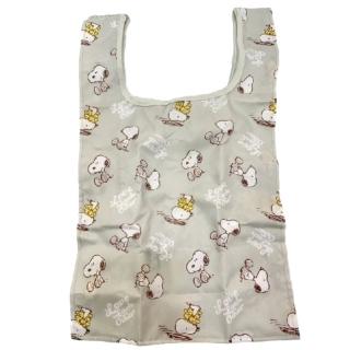 【小禮堂】Snoopy 迷你摺疊環保購物袋 37x22cm - 灰滿版(平輸品)