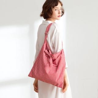 【EverSimple】Mila 斜背包 不含內袋(淺紅 台灣製造 側背包 亞麻布 輕 夏天 文創 蝴蝶結 可放A4)