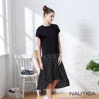 【NAUTICA】女裝前短後長短袖洋裝(黑)