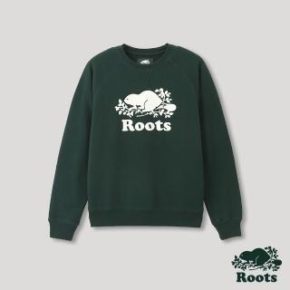 【Roots】Roots 女裝- 經典海狸LOGO圓領上衣(深綠色)