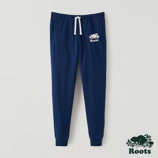 【Roots】Roots 女裝- 經典海狸 LOGO窄版休閒束口褲(軍藍色)