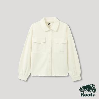 【Roots】Roots女裝-摩登周間系列 簡約落肩襯衫外套(白色)