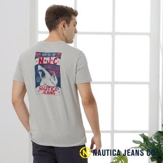 【NAUTICA】男裝復古鯊魚海報短袖T恤(灰色)