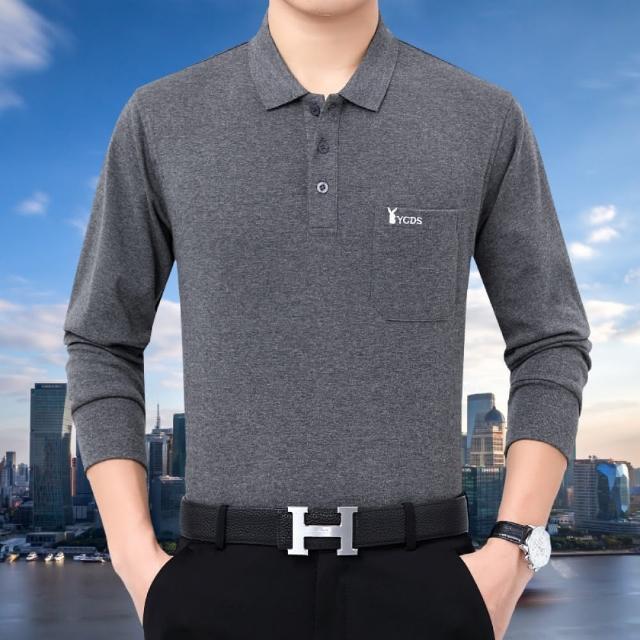 【NEW FORCE】素色口袋舒適休閒POLO衫-4色可選(POLO衫/上衣/男長袖POLO衫/長袖上衣/保暖上衣)