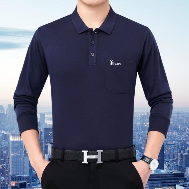 【NEW FORCE】素色口袋舒適休閒POLO衫-4色可選(POLO衫/上衣/男長袖POLO衫/長袖上衣/保暖上衣)
