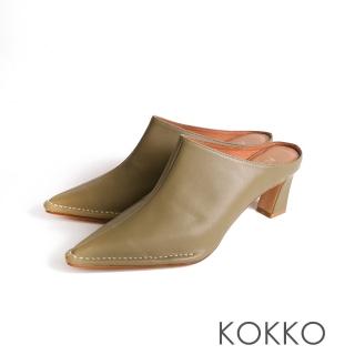 【KOKKO 集團】歐美霸氣感車線穆勒跟鞋(綠色)