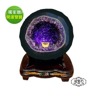 【A1 寶石】原皮烏拉圭紫晶洞-同巴西晶洞/圓型招財 聚寶盆錢花不完-鎮宅化煞風水能量(8kg-ESP-8950G)