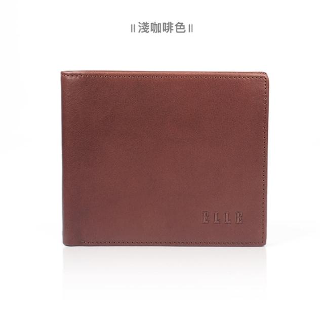 【ELLE HOMME】ELLE 精緻牛皮短夾 皮夾 男夾-側翻3面2窗格(黑色/咖啡色)