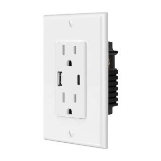 【台灣霓虹】出口美國UL認證USB+Type-C牆面插座