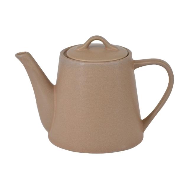 【YU Living 信歐傢居】歐式陶瓷手作壓紋窯變釉茶壺 水壺 950ml(2色/ 亞光卡其色.灰色)