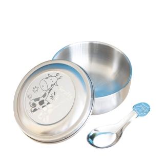 可愛兒童碗316不鏽鋼隔熱碗12cm-2入附蓋附湯匙幼稚園碗