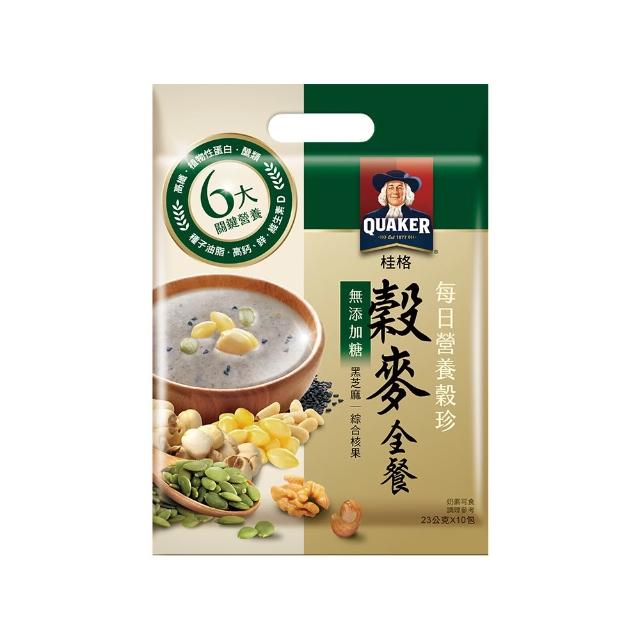 【QUAKER 桂格】每日營養穀珍麥片3袋(黑穀珍寶/核桃堅果-無糖/穀麥全餐-無糖/杏仁蓮子/鮮蔬野菇/鰹魚味噌)