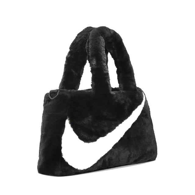 【NIKE 耐吉】托特包 NSW Faux Fur 手提 肩背 斜背 黑 白 毛毛包 毛絨絨(DQ5804-010)
