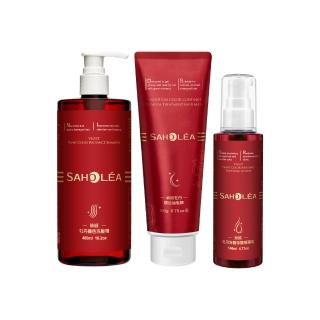 【SAHOLEA 森歐黎漾】絲絨牡丹 護色修護三件組(洗髮精480ml+護髮膜190g+精華乳140ml)