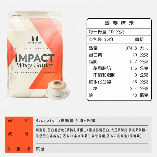 【MYPROTEIN】高熱量乳清蛋白2.5KG(多口味可選)