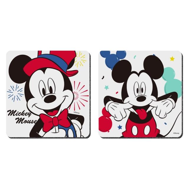 【收納王妃】Disney 迪士尼 米奇米妮 派對系列 軟式珪藻土杯墊 2入組(10x10x0.5 珪藻土 米奇 米妮)