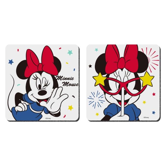 【收納王妃】Disney 迪士尼 米奇米妮 派對系列 軟式珪藻土杯墊 2入組(10x10x0.5 珪藻土 米奇 米妮)
