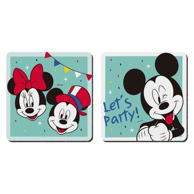 【收納王妃】Disney 迪士尼 米奇米妮 派對系列 軟式珪藻土杯墊 2入組(10x10x0.5 珪藻土 米奇 米妮)