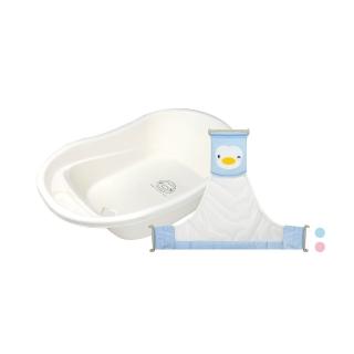 10907480 OL 【PUKU 藍色企鵝】Smile 嬰兒 浴盆 澡盆組 27L(含初生沐浴網)