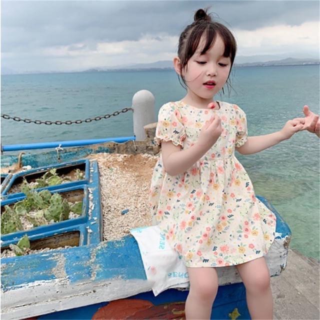 【安朵童舖】現貨夏季韓版彩虹笑臉甜美風連身裙小洋裝兒童T恤裙子女童裙連衣裙童裝(8/22/35)