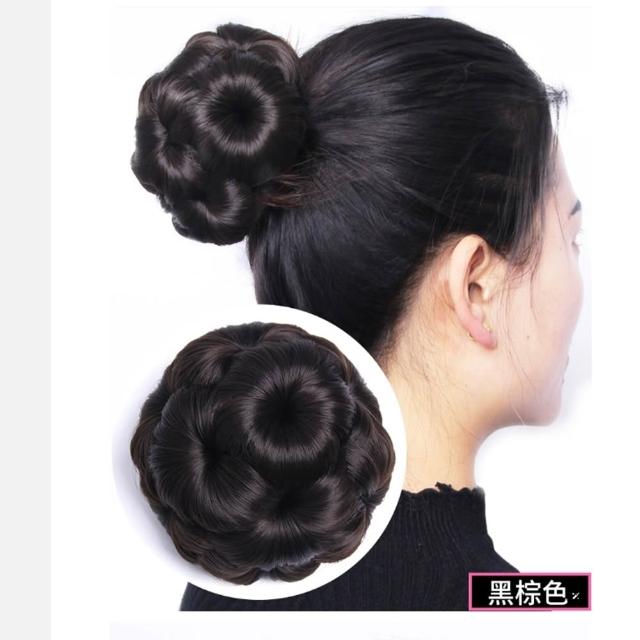 【HaNA 梨花】特惠自然蓬髮增加髮量抓夾款 髮圈款優雅花苞丸子頭假髮(假髮片 禿頭 白髮 髮包)