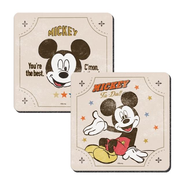 【收納王妃】Disney 迪士尼 復古風 軟式珪藻土杯墊 杯墊 防潮 硅藻土 防滑墊 隔熱墊 方形 2入組(10x10x0.5)