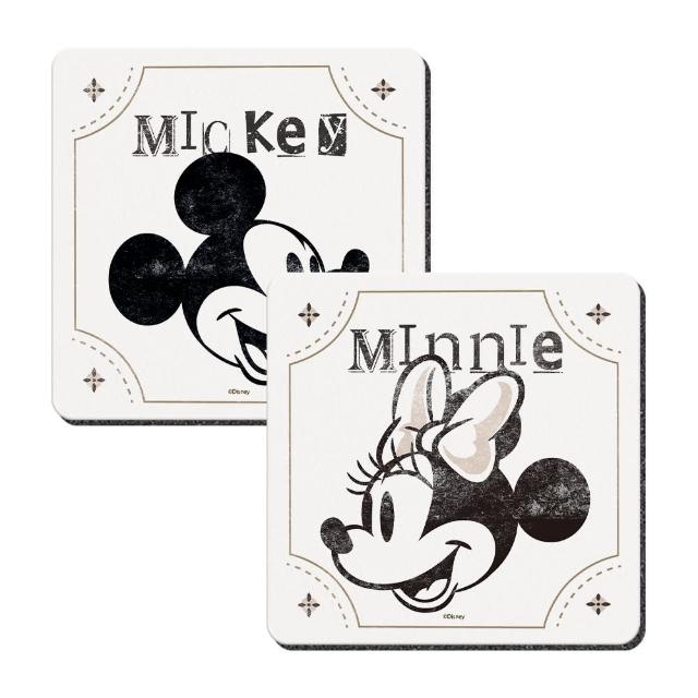 【收納王妃】Disney 迪士尼 復古風 軟式珪藻土杯墊 杯墊 防潮 硅藻土 防滑墊 隔熱墊 方形 2入組(10x10x0.5)