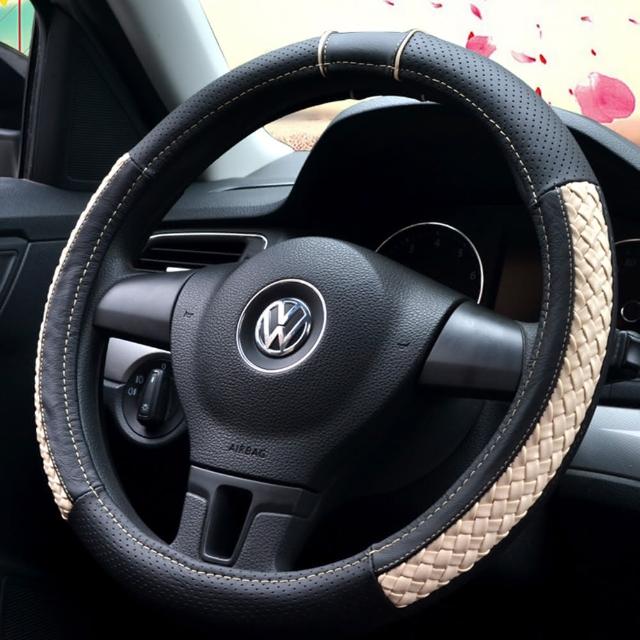 【威力鯨車神】頭層牛皮手工訂製編織紋女神方向盤套/時尚自然方向盤套/完美觸感透氣牛皮方向盤