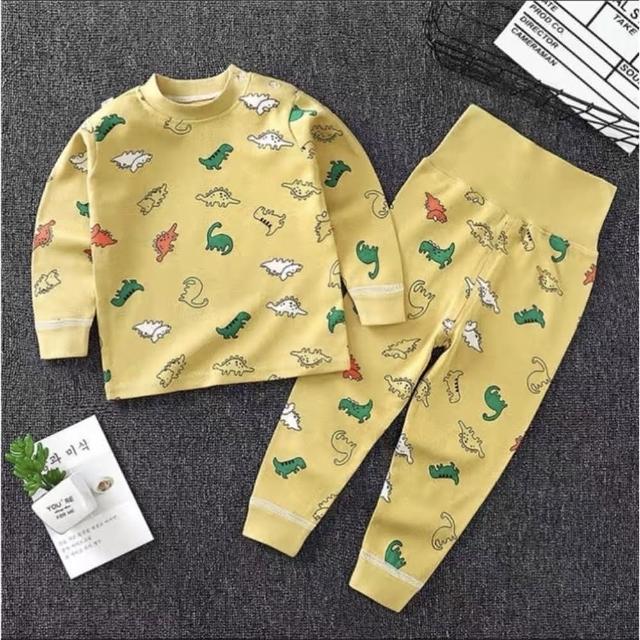 【安朵童舖】現貨韓版薄款兒童高腰長袖套裝寶寶護肚套裝兒童睡衣男童居家服女童睡衣(102/023A)