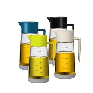【CCKO】耐熱玻璃油壺 600ml 帶刻度 防漏 自動開合重力油壺(油瓶 油罐 醬油瓶 油醋瓶 調料瓶)