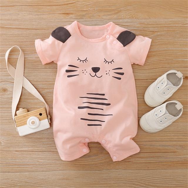 【安朵童舖】現貨韓版寶寶短袖連身衣女寶動物連身哈衣男寶短袖卡通連身衣(123)