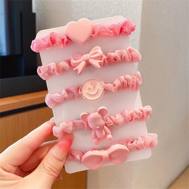 【安朵童舖】現貨韓版兒童卡通大腸圈女童女寶髮圈可愛髮圈髮飾頭飾五入組(8)