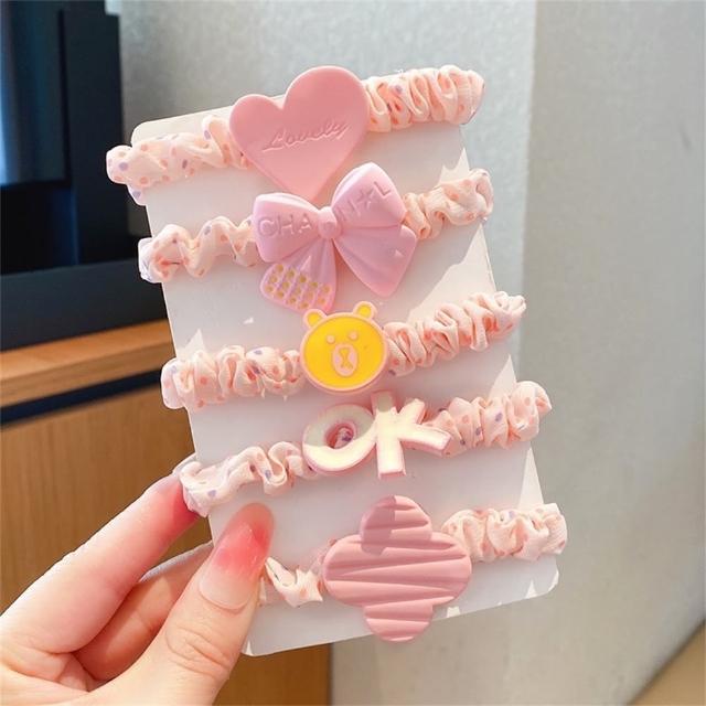 【安朵童舖】現貨韓版兒童卡通大腸圈女童女寶髮圈可愛髮圈髮飾頭飾五入組(8)