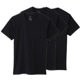 【Hanes】官方直營 男款-CREW NECK 短袖內衣/短T3件組-黑色(HM1EU701-090)-出清品