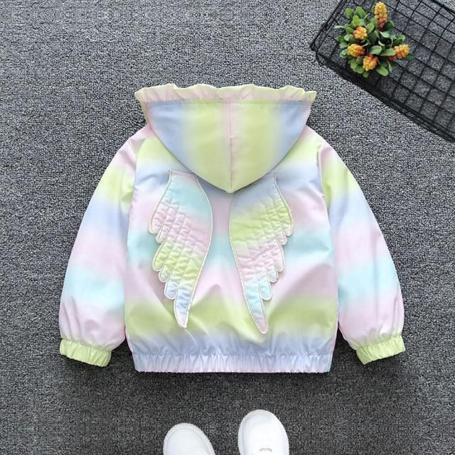 【安朵童舖】現貨韓版兒童薄款連帽外套兒童印花漸變外套女童風衣外套卡通可愛外套(44/23A)