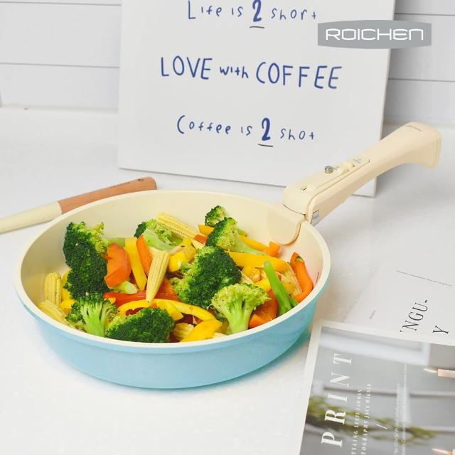 【Roichen】韓國製 24cm平底鍋 不含把手(IH爐 全火源適用 露營 輕量鍋陶瓷塗層不沾鍋)