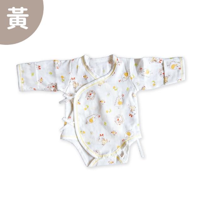 【Oluna 歐露娜】哈哈熊 綁帶紗布 長袖包屁衣(寶寶包屁衣 純棉包屁衣 寶寶連身衣 透氣包屁衣)
