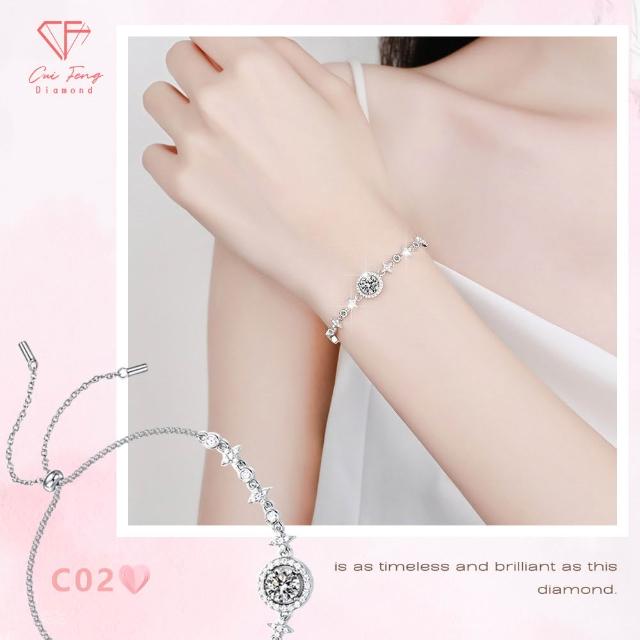 【CF Diamond】送禮首選 精美鑽飾 (莫桑鑽 1克拉 鑽石 項鏈 女戒 戒指  生日禮物 求婚)
