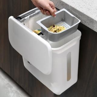 【ibuy+ 愛敗家】乾溼分離壁掛垃圾桶(廚餘垃圾桶 廚房垃圾桶 壁掛垃圾桶 廚餘桶 分類垃圾桶 垃圾桶)