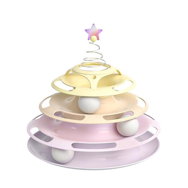【SUNORO】618特惠 彈力星星貓轉盤玩具 貓咪自嗨解悶神器 貓咪軌道球 貓塔